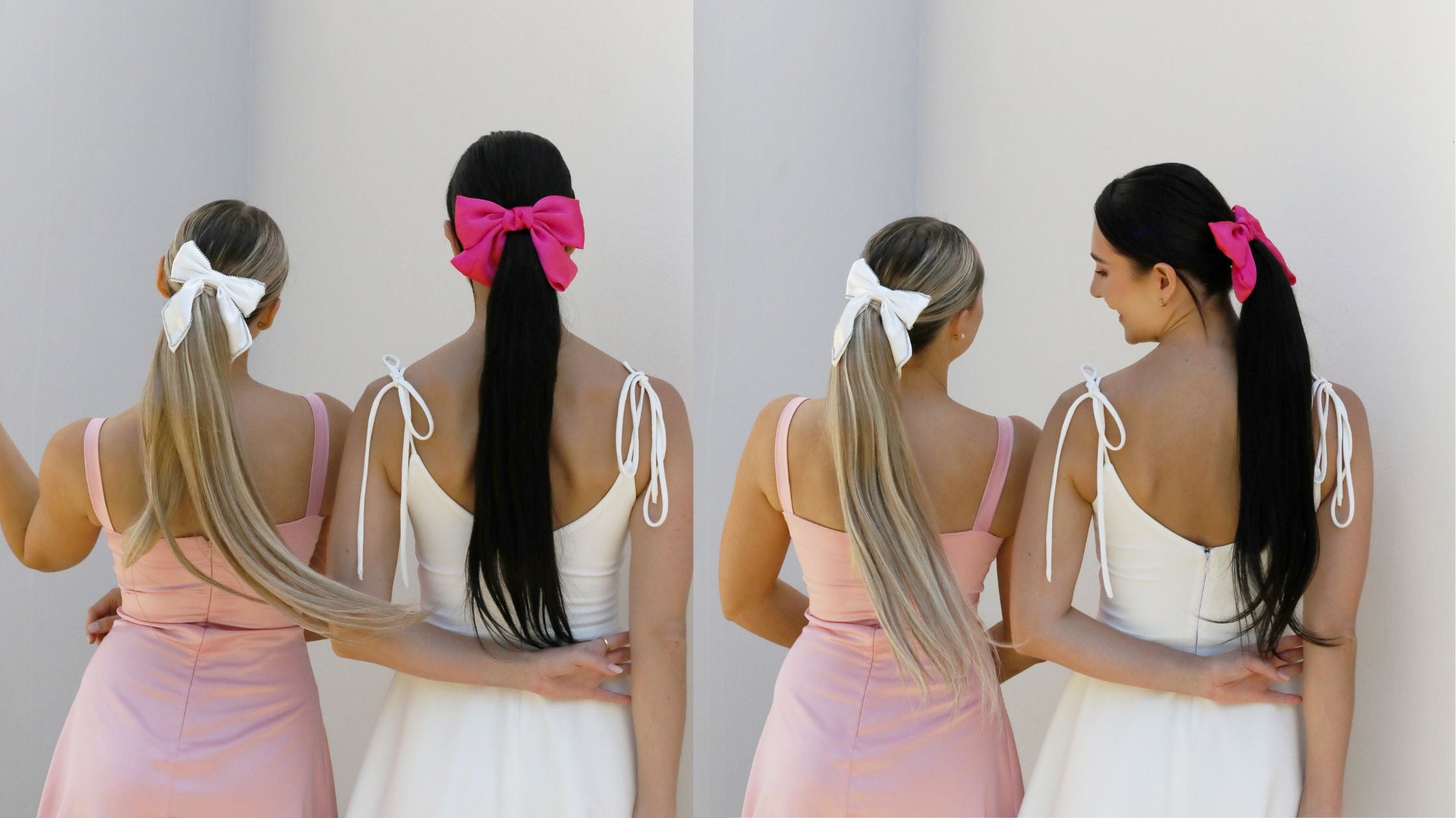 Frontrow hair blog banner image with two models wearing Frontrow clip-in ponytails