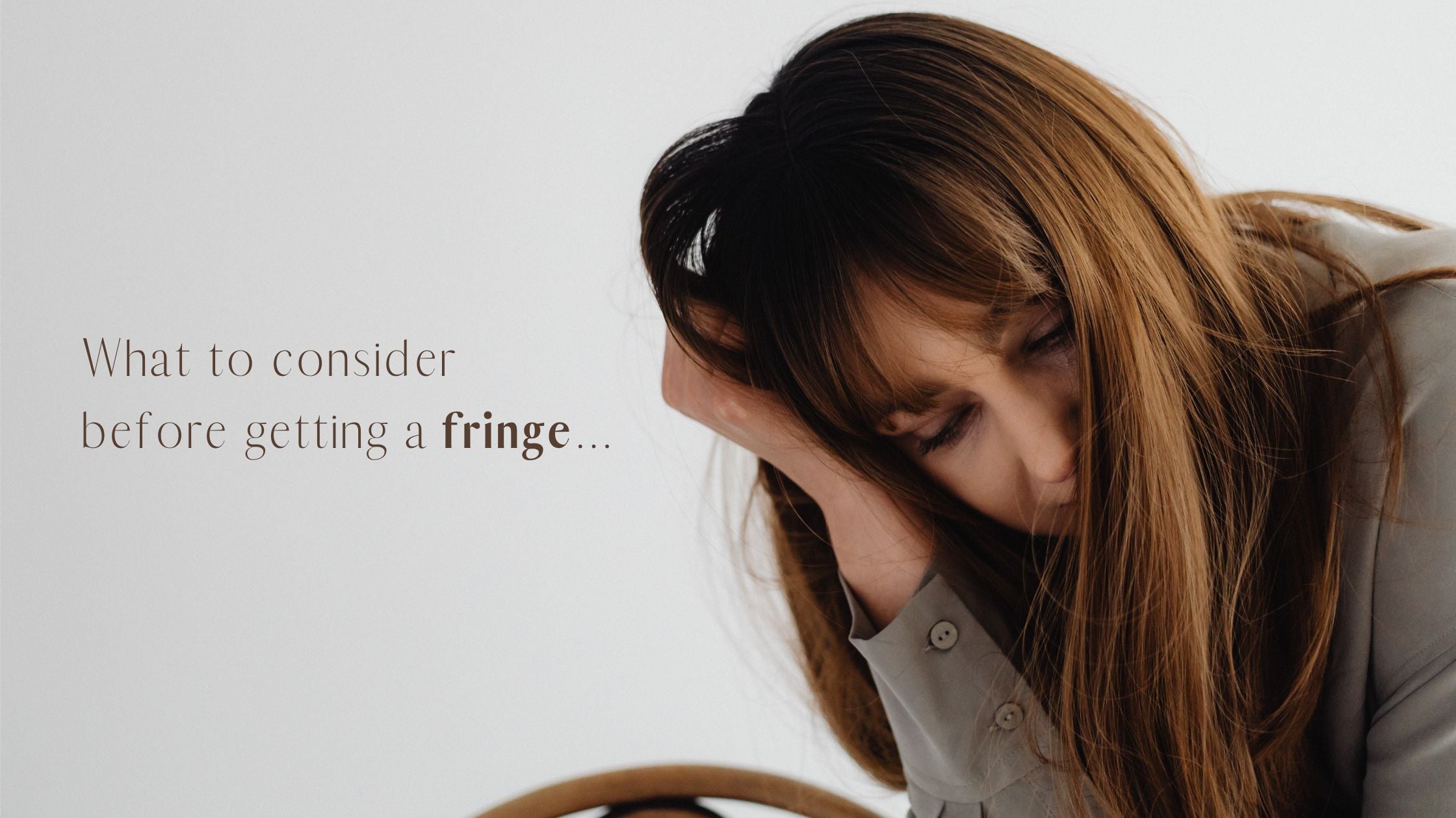 Frontrow clip-in hair extensions blog banner that reads: What to consider before getting a fringe...