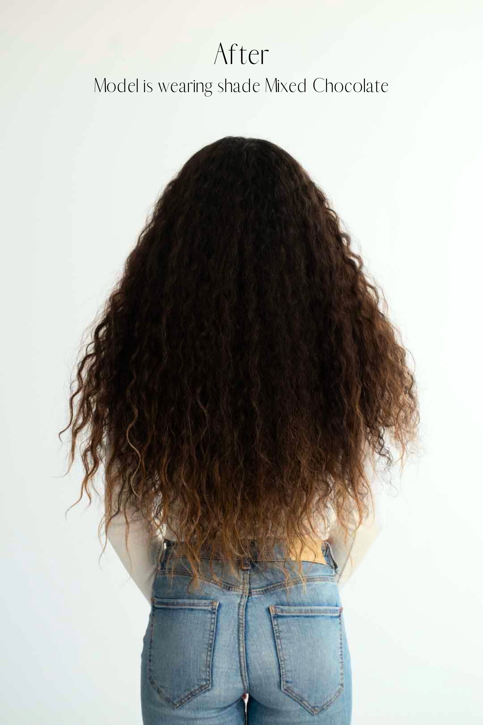 Before and after Frontrow curly clip-in hair extensions