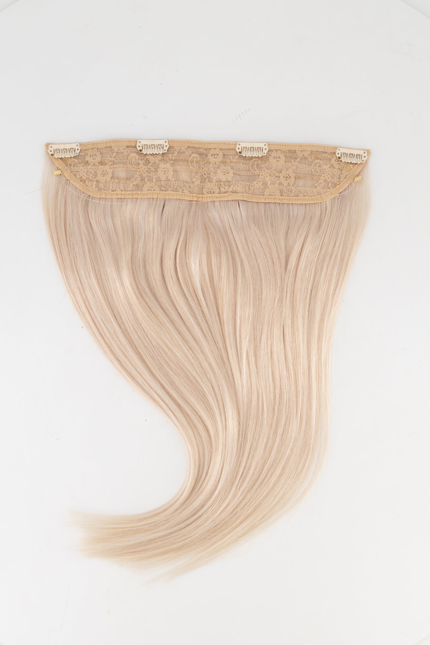 Frontrow halo hair extensions in ash blonde