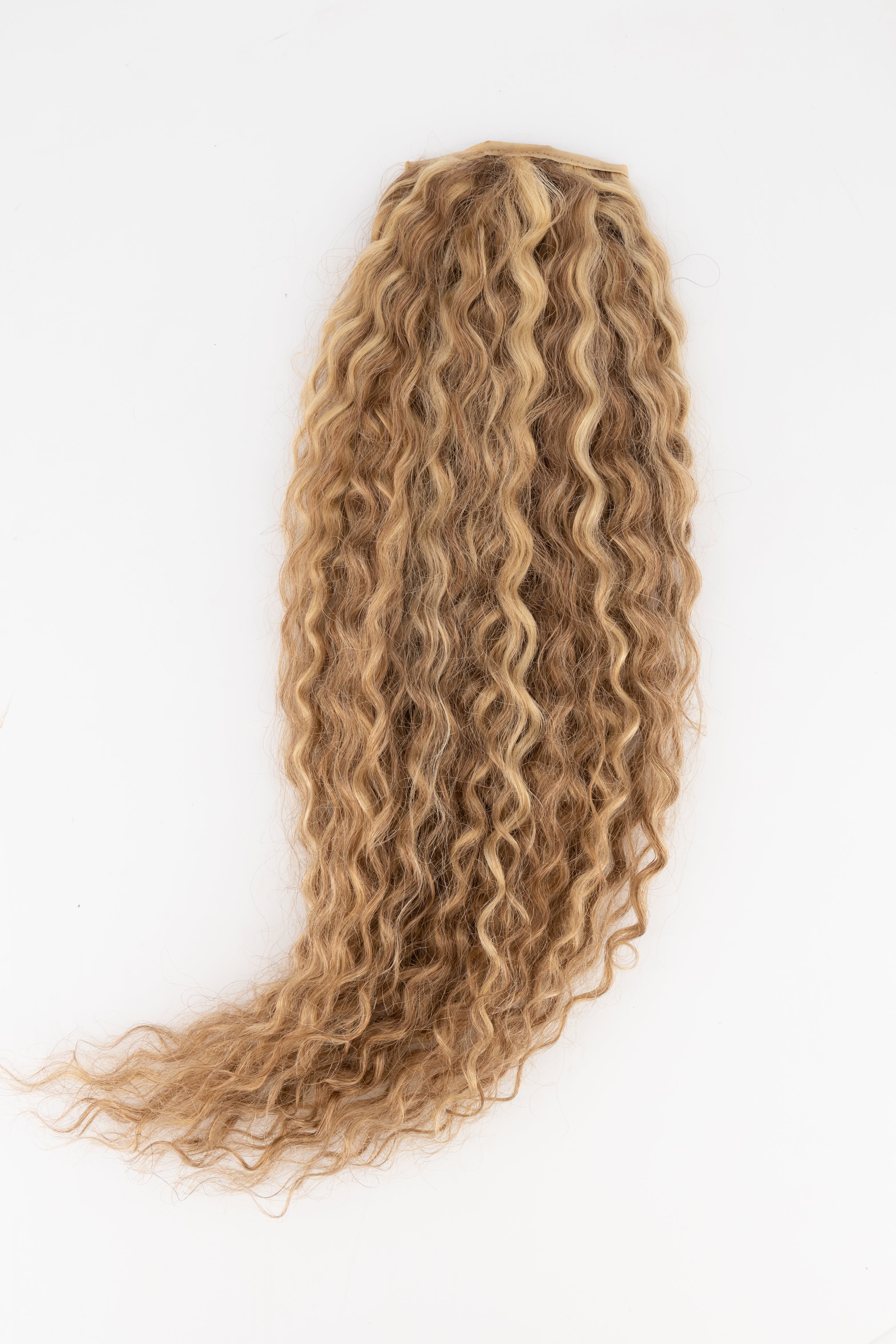 Frontrow curly clip-in ponytail extensions in mixed toffee