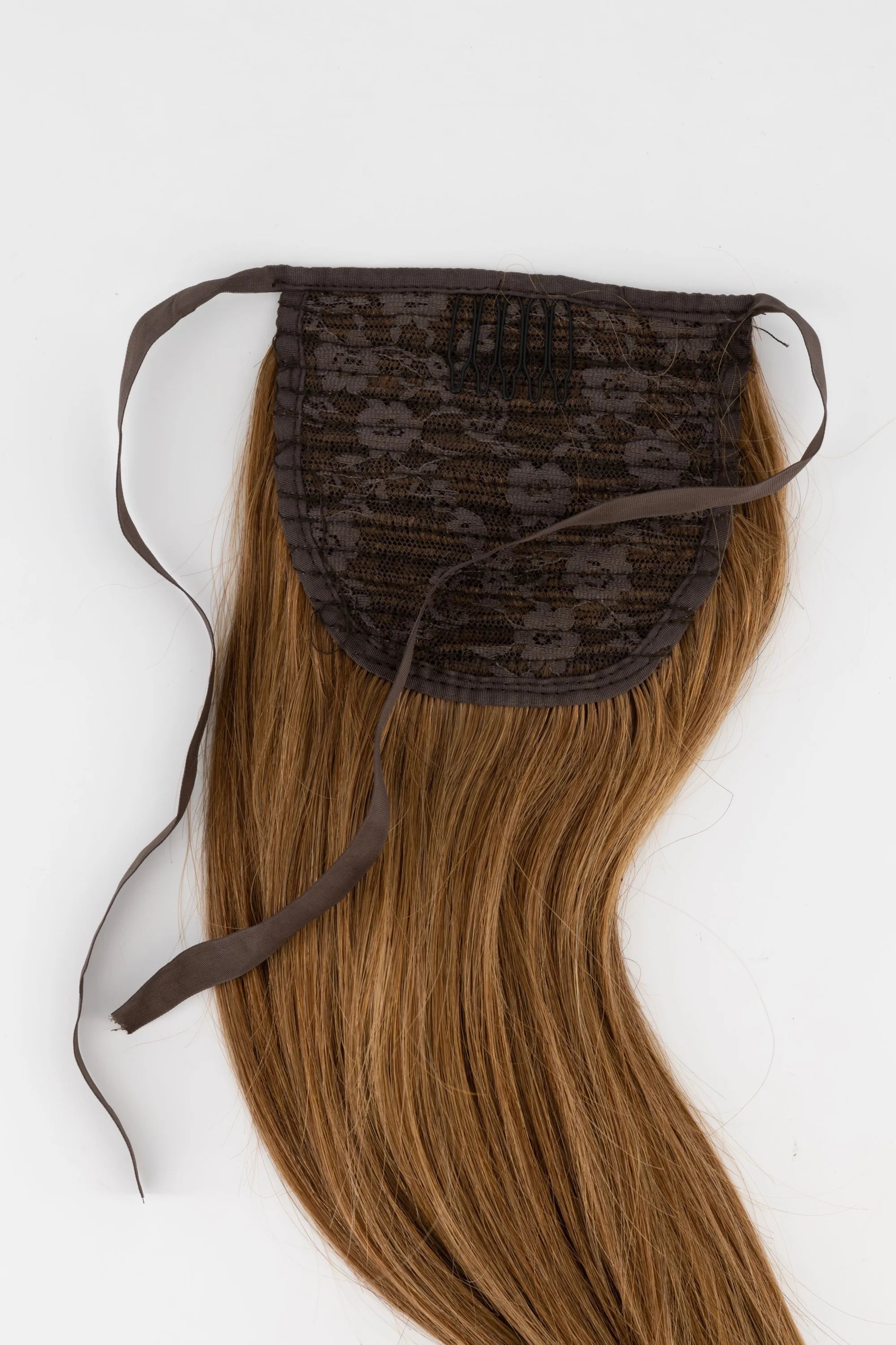 Frontrow clip-in ponytail extensions in chestnut brown