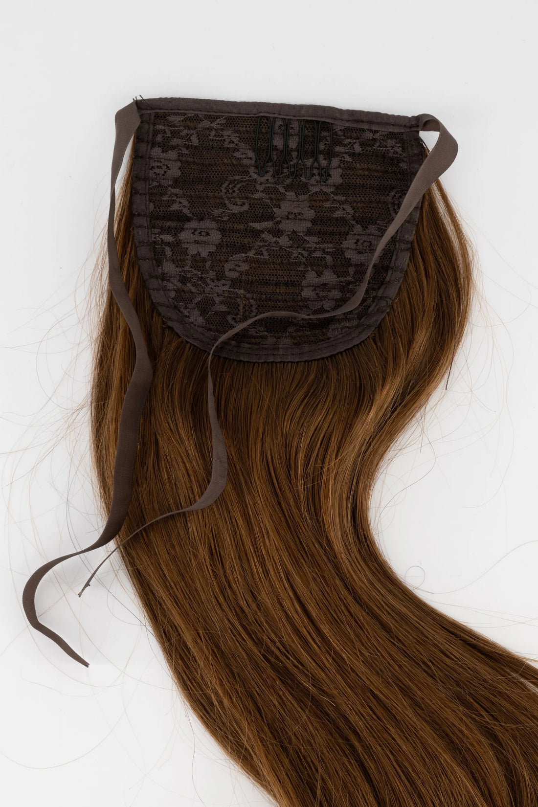 Frontrow clip-in ponytail extensions in shade chocolate brown