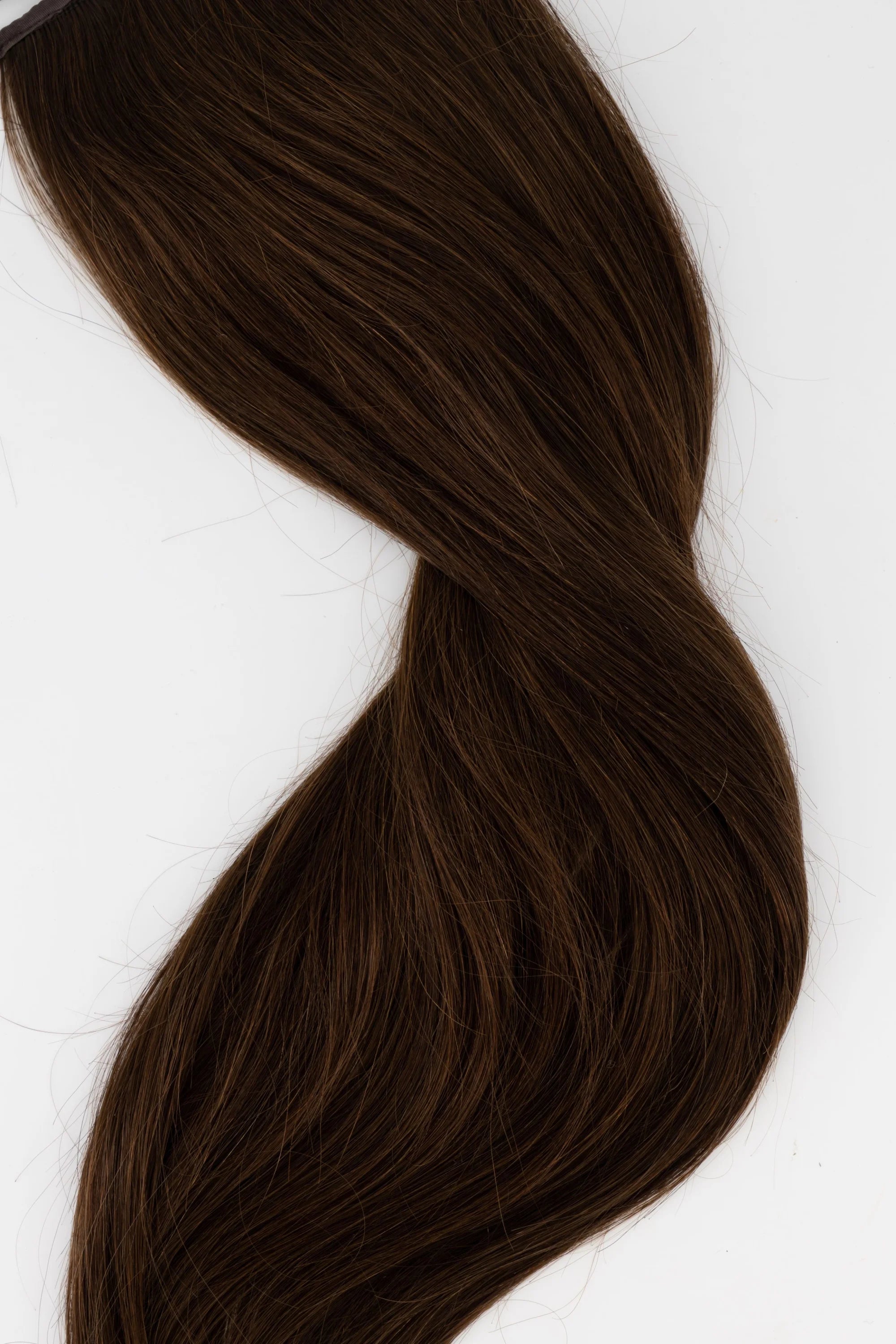 Frontrow clip-in ponytail extensions in dark brown