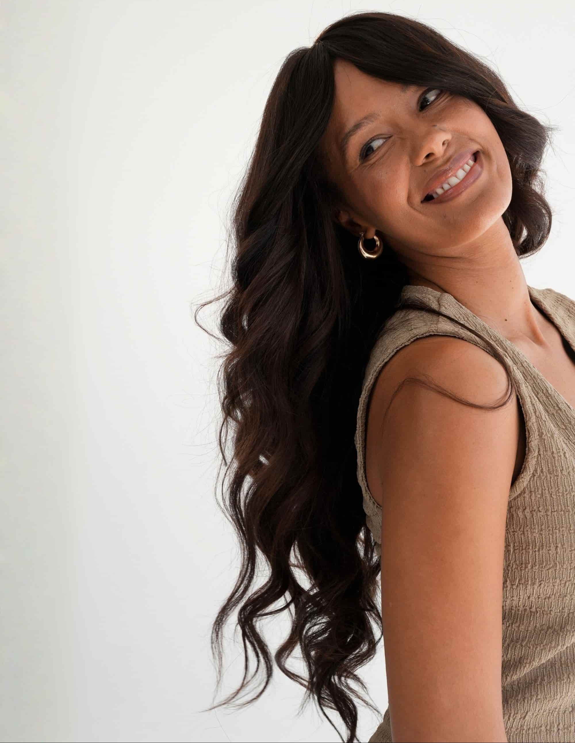 Brown Black Clip-in Curtain Bangs