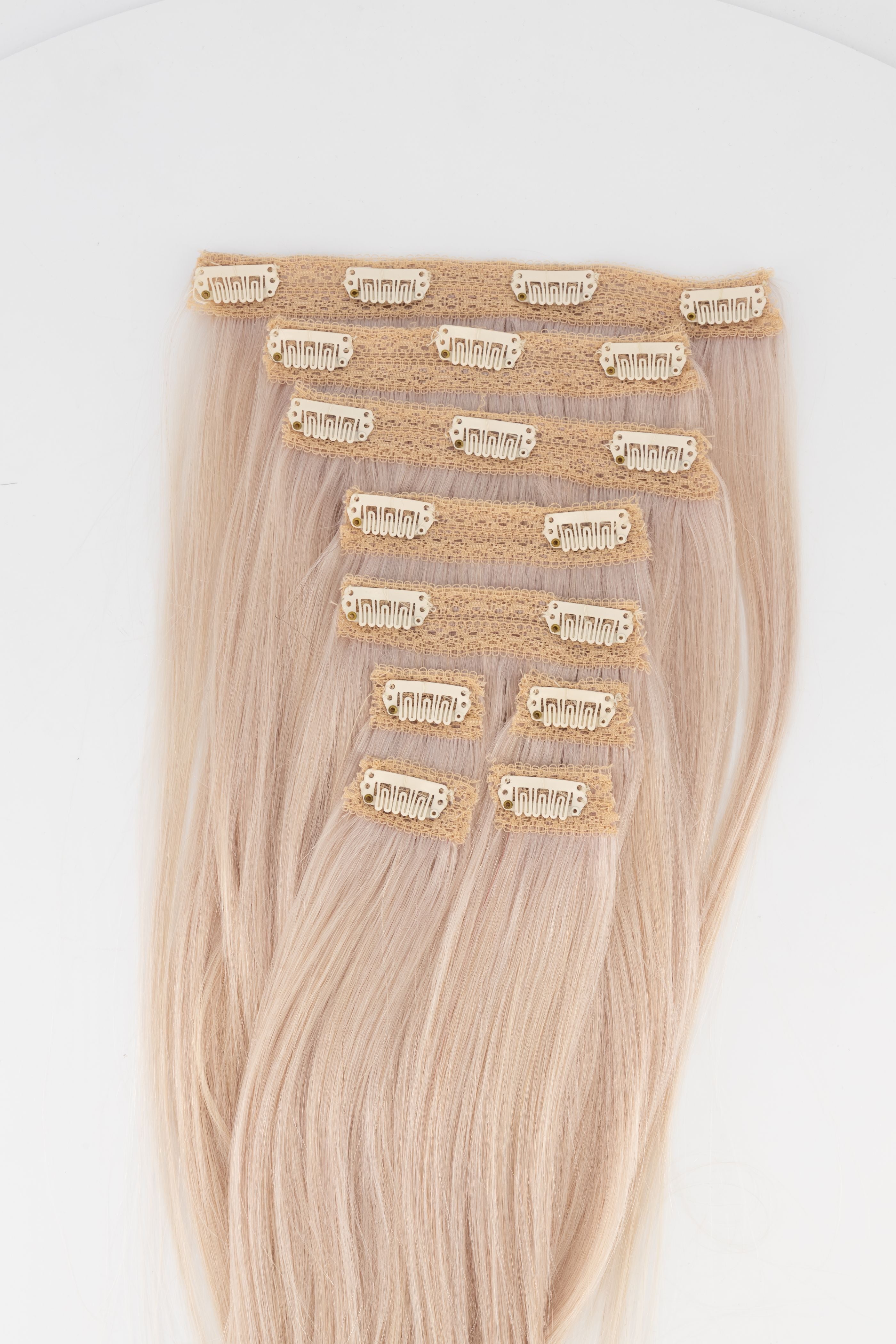 Frontrow set of clip-in hair extensions in ash blonde
