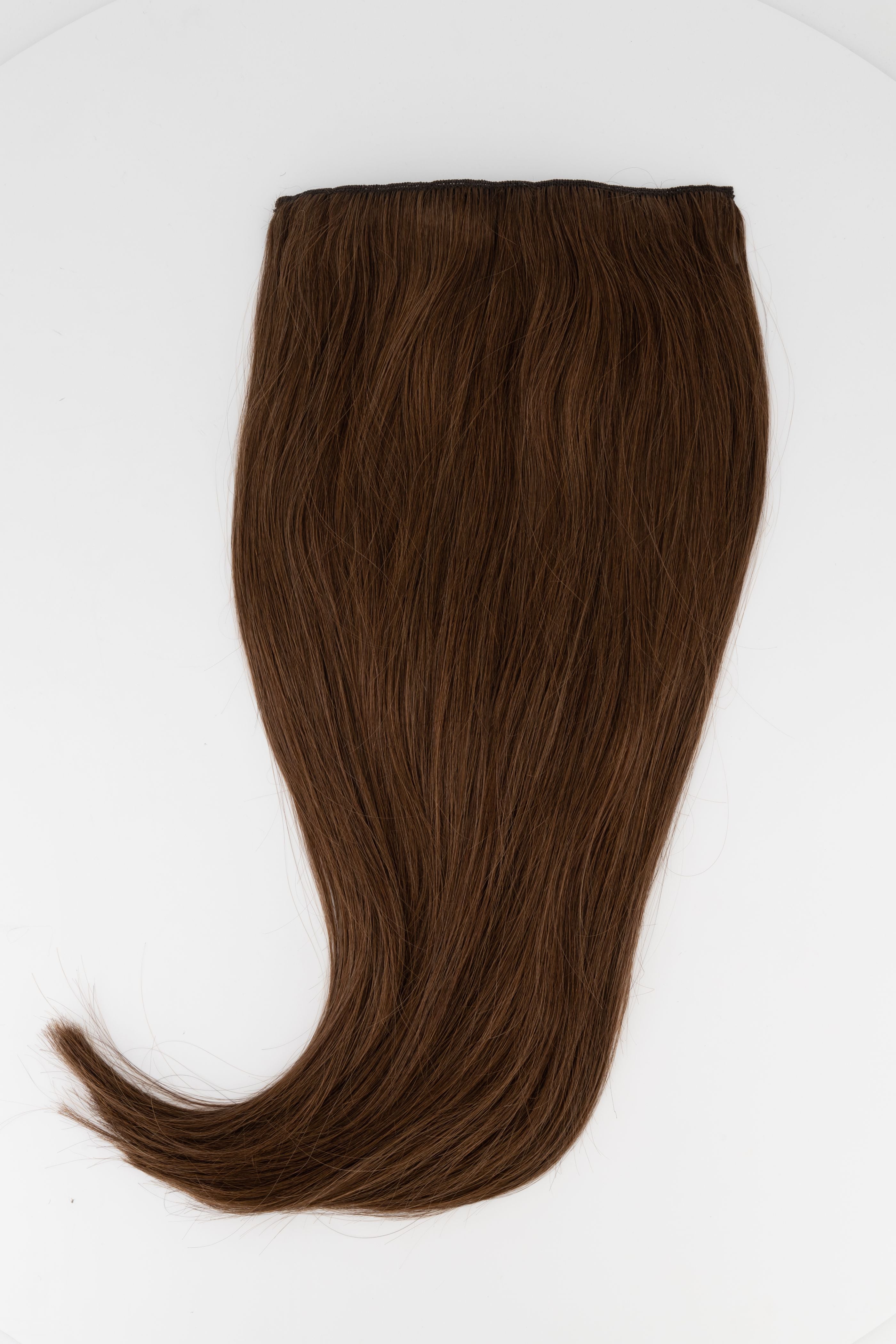 Frontrow clip-in hair extensions in chocolate brown