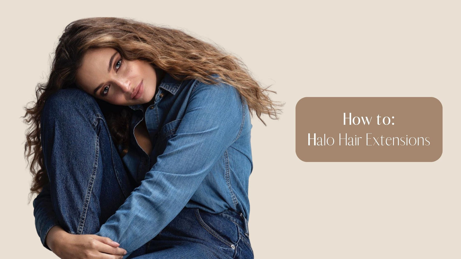 Blog banner that reads: How to: halo hair extensions with image of model wearing Frontrow halo hair extensions