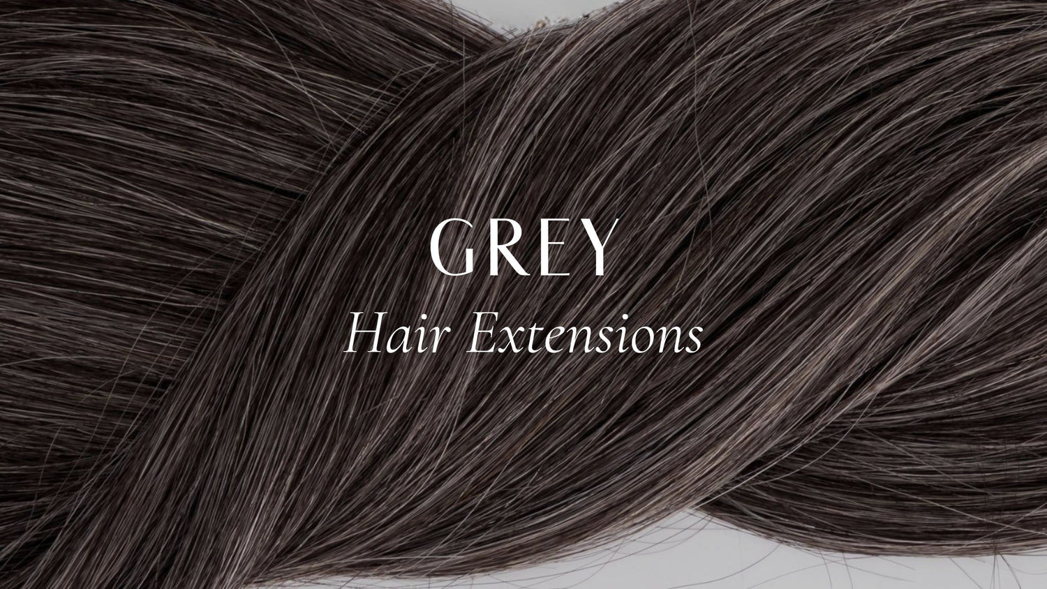 Frontrow Hair blog banner that reads 'grey hair extensions'