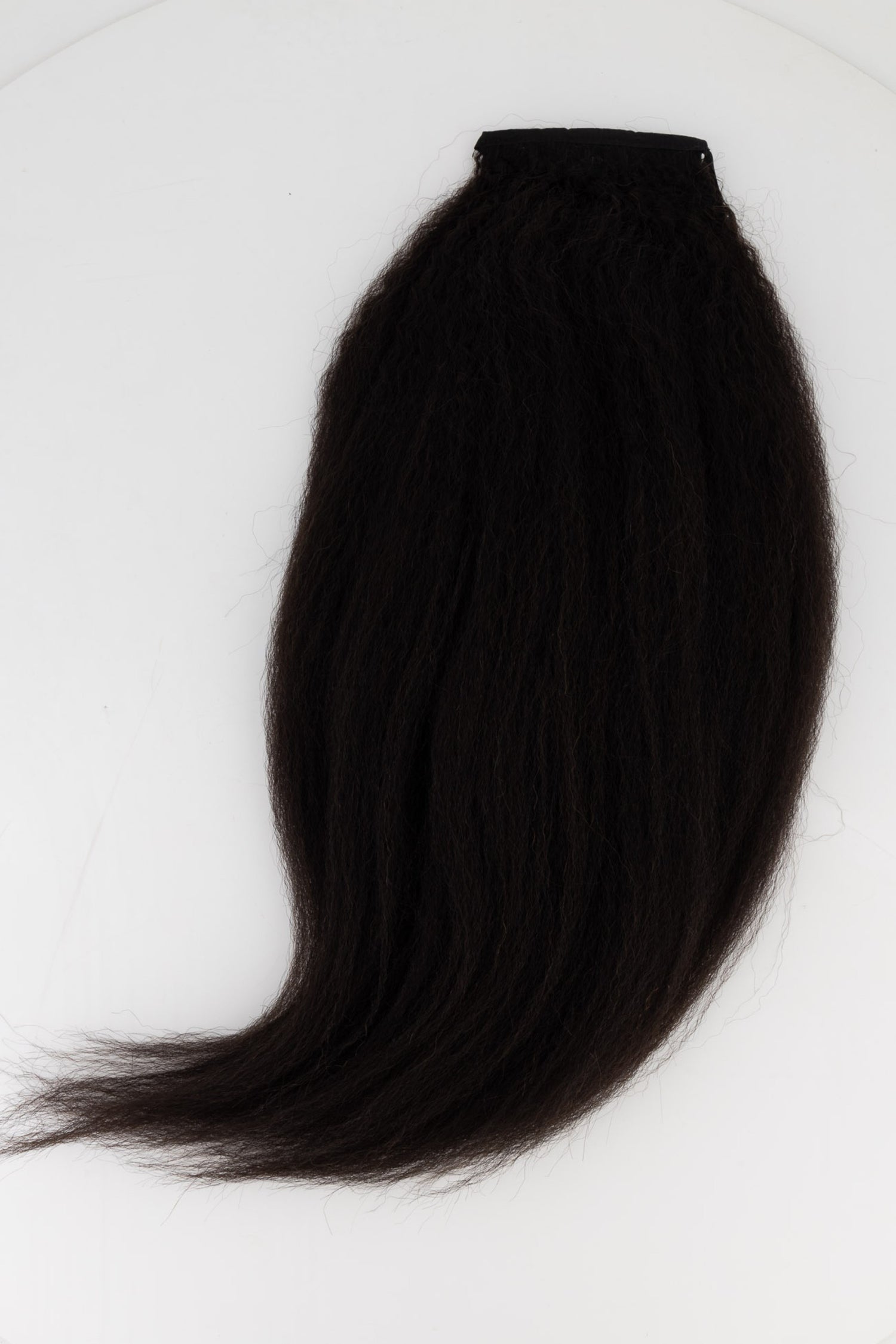 Frontrow kinky straight clip-in ponytail extensions in brown black