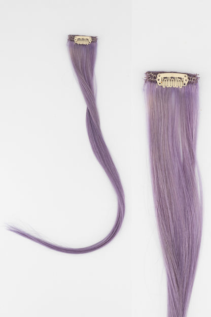 Frontrow human hair clip-in colour strips in pastel purple