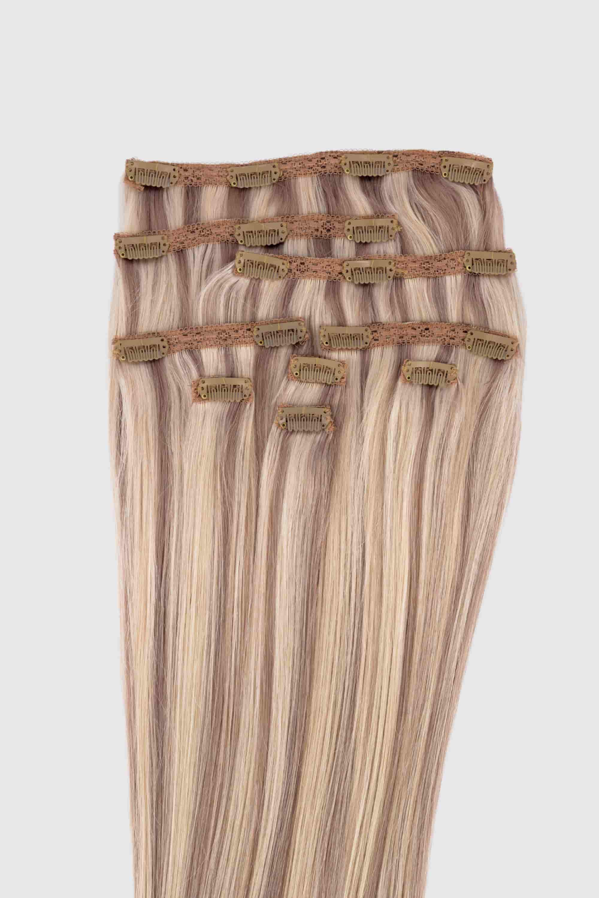 Highlighted Cool Blonde Clip-in Hair Extensions