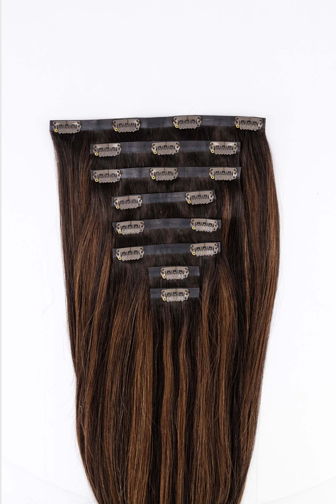 Rooted Mixed Chocolate Seamless Clip-In Hair Extensions