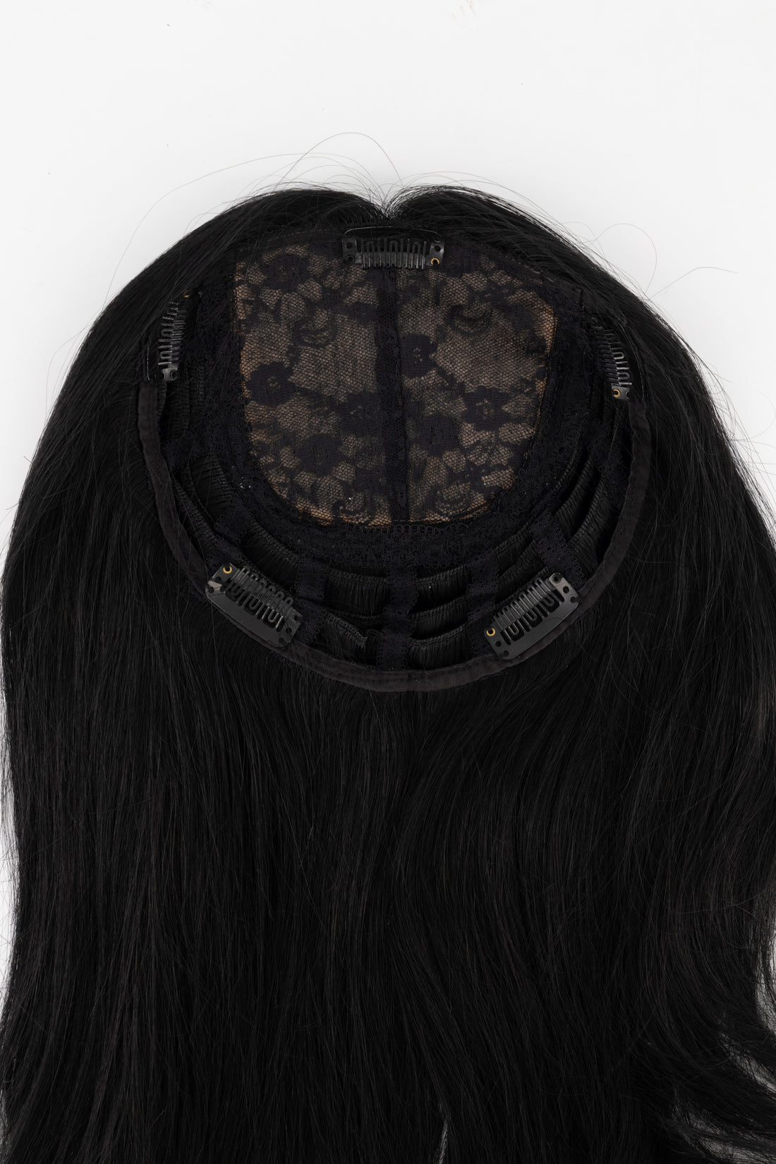 Frotnrow crown topper hair extensions in jet black