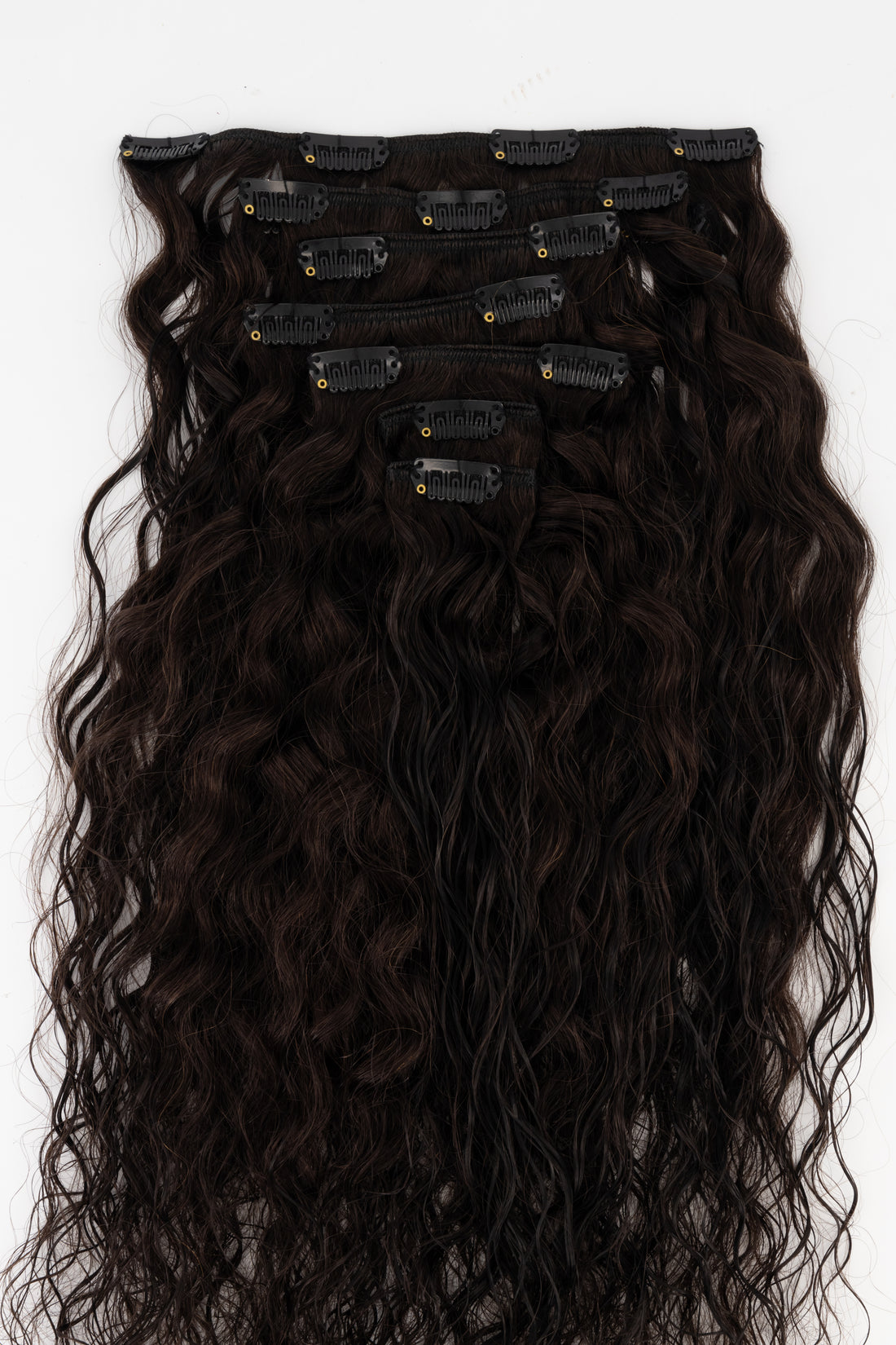 Frontrow curly clip-in hair extensions in brown black