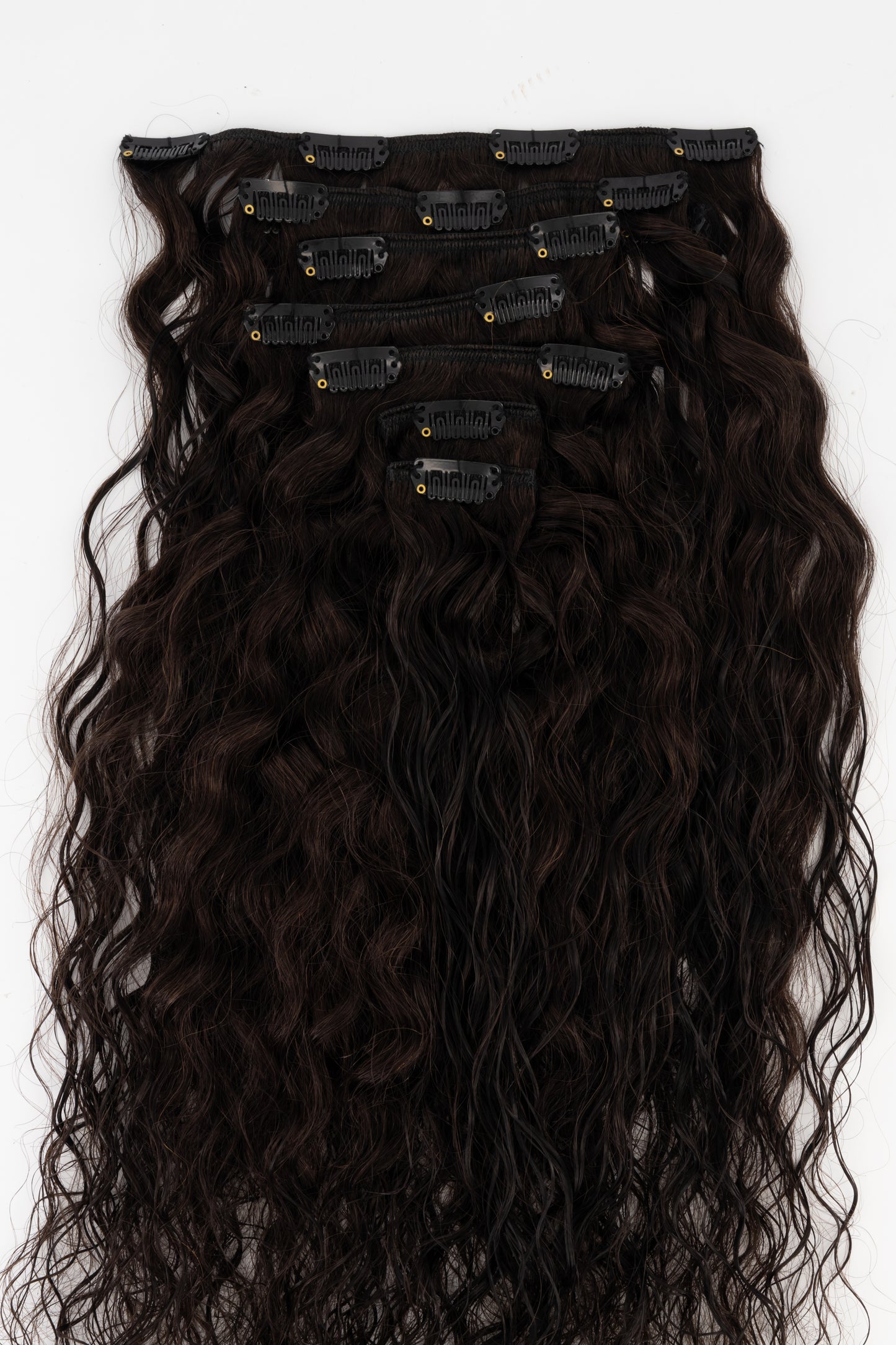 Brown Black Curly Clip-in Extensions