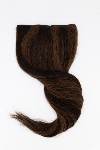 Frontrow clip-in hair extensions in mixed chocolate