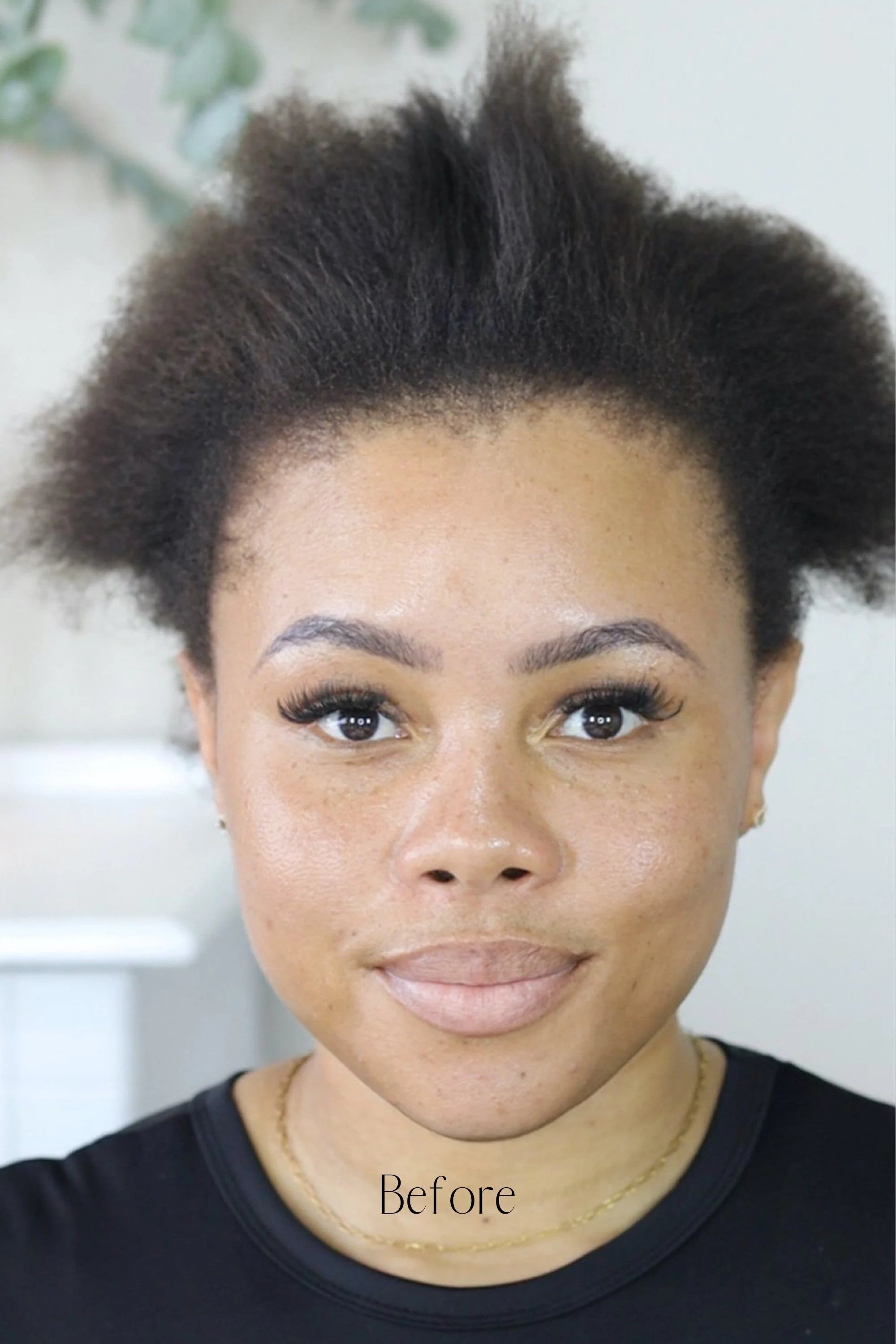 Before and after Frontrow kinky straight clip-in ponytail extensions