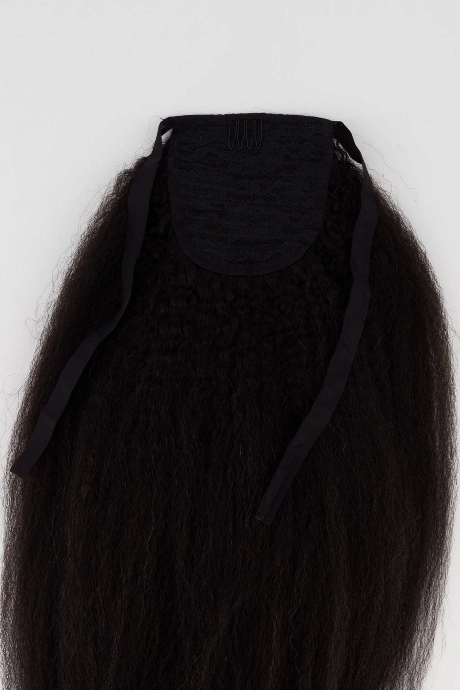 Frontrow kinky straight clip-in ponytail extensions in brown black