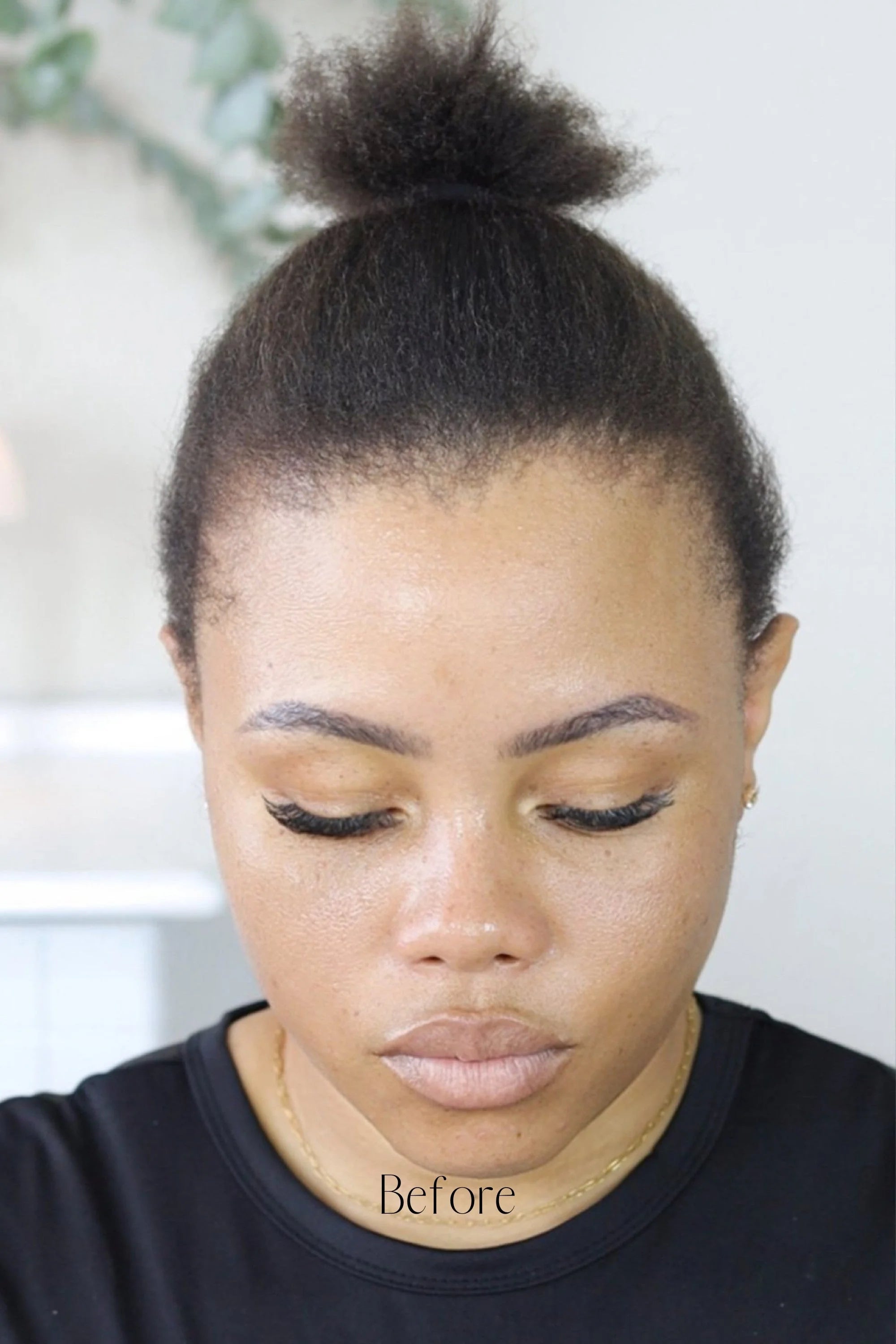 Before and after Frontrow kinky straight clip-in ponytail extensions