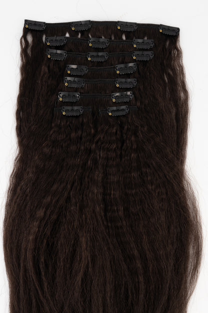 Frontrow kinky straight clip-in hair extensions in brown black