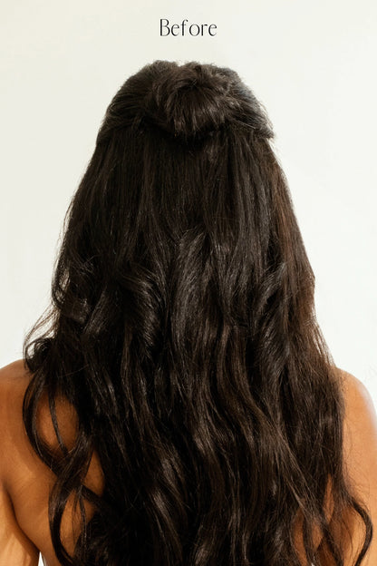 Before and after Frontrow hair scrunchie