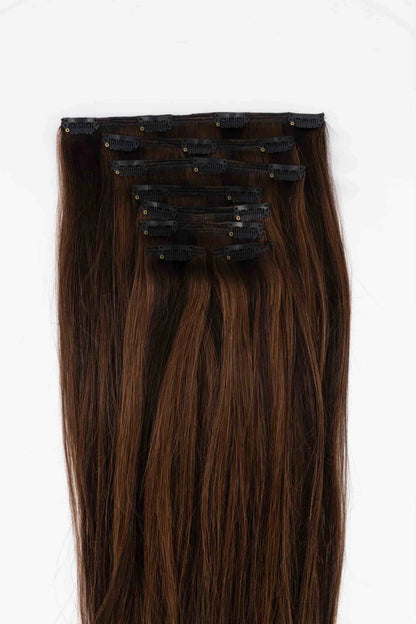 Rooted Mixed Chocolate Clip-In Hair Extensions