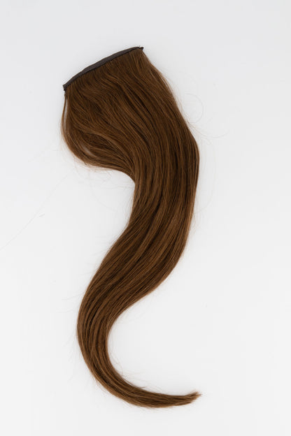 Frontrow clip-in ponytail extensions in shade chocolate brown