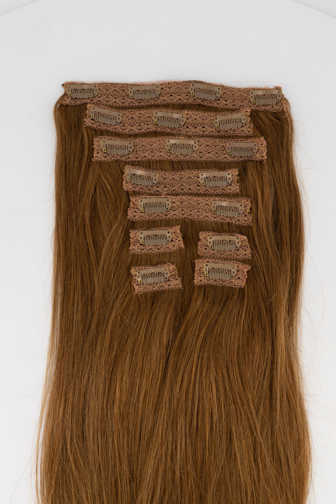 Frontrow clip-in hair extensions in chestnut brown