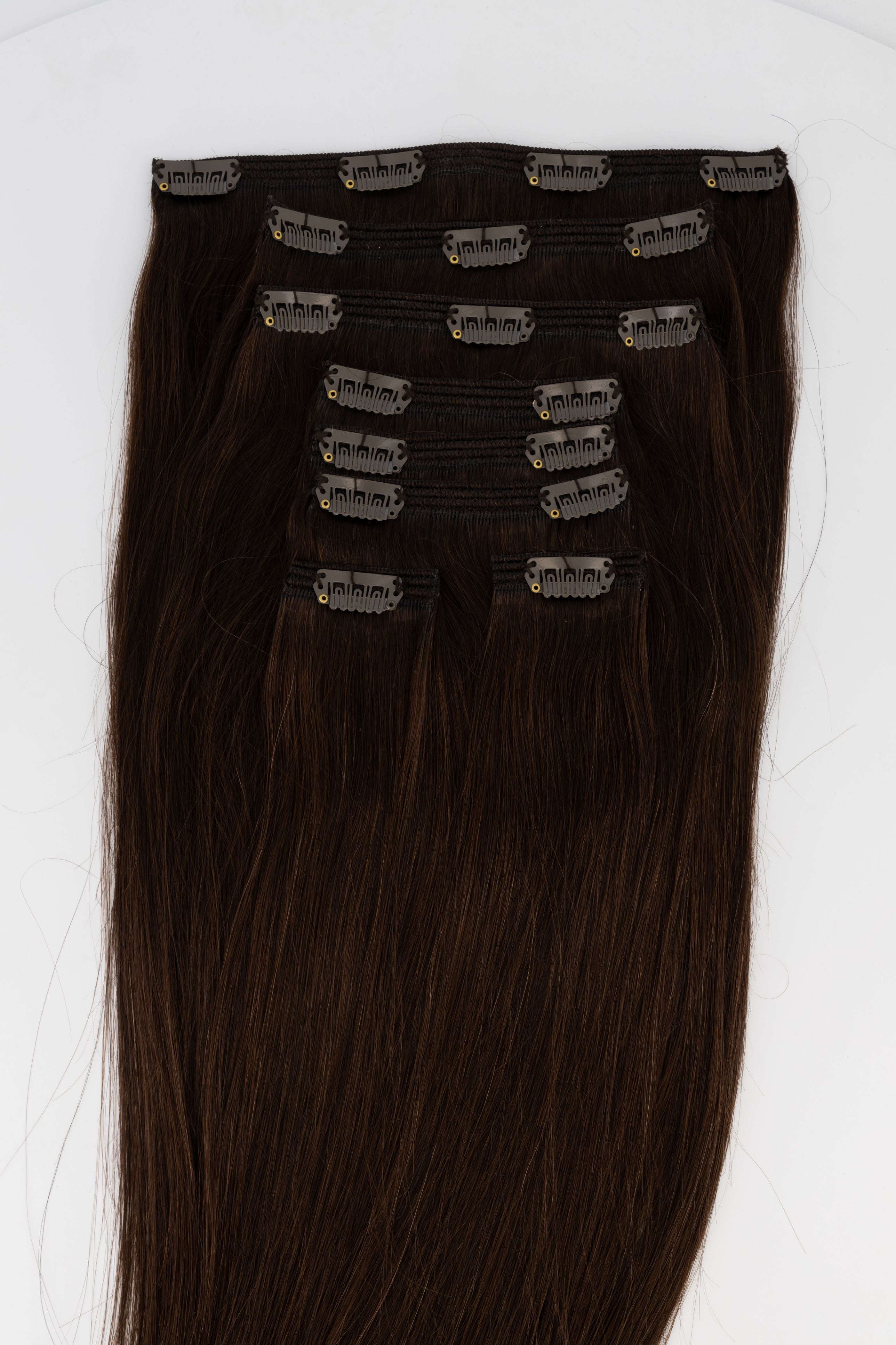 Frontrow clip-in hair extensions in dark brown
