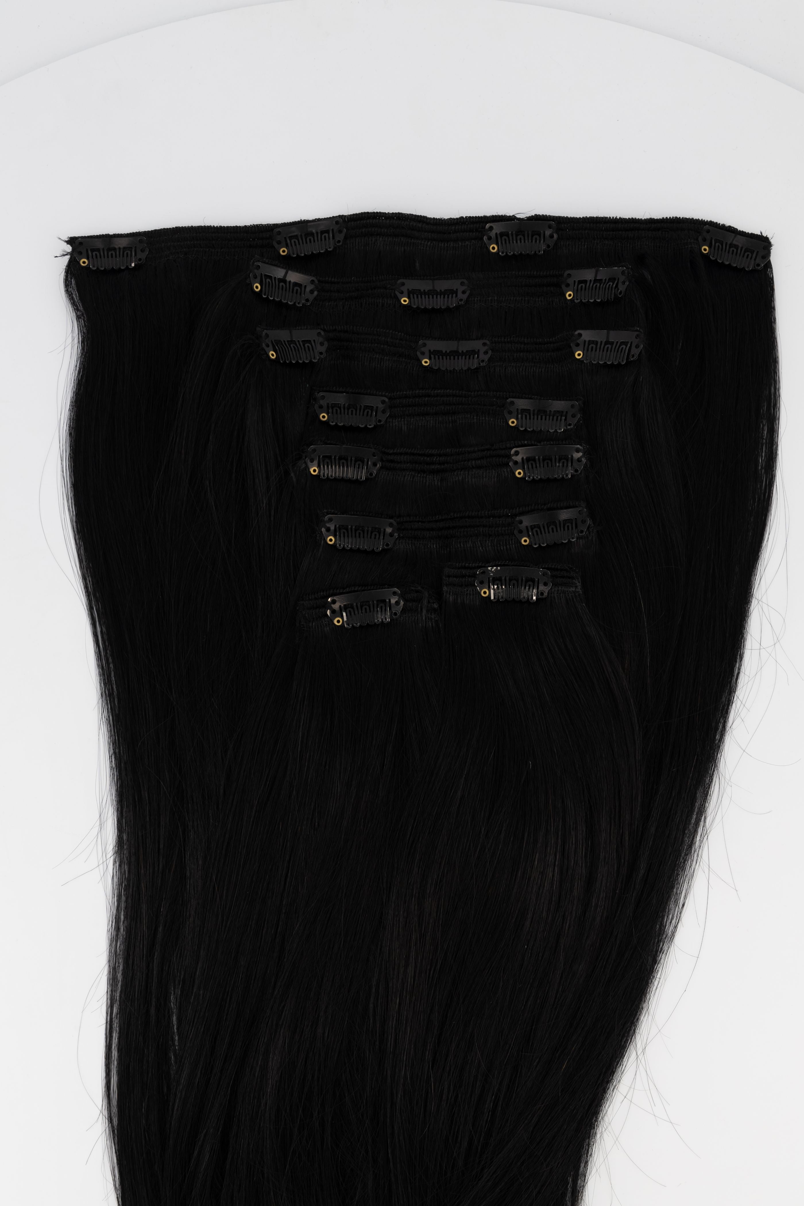 Frontrow clip-in hair extensions in jet black