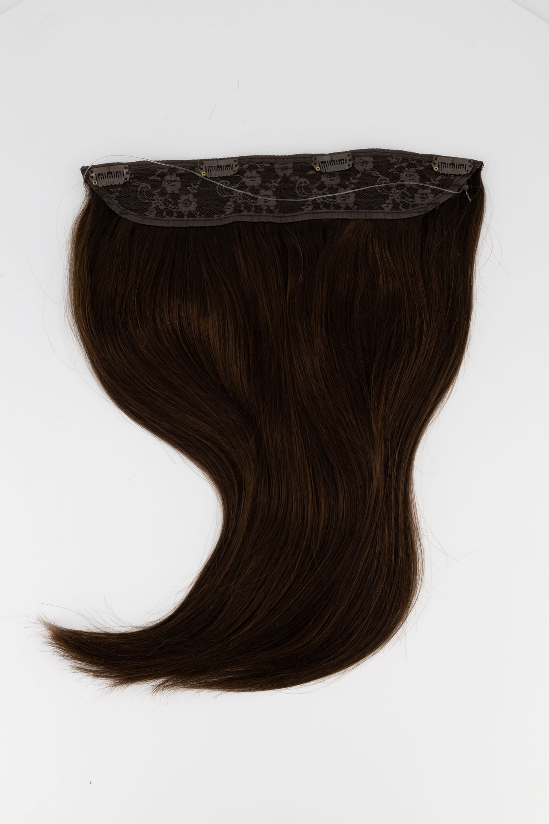 Frontrow halo hair extensions in dark brown