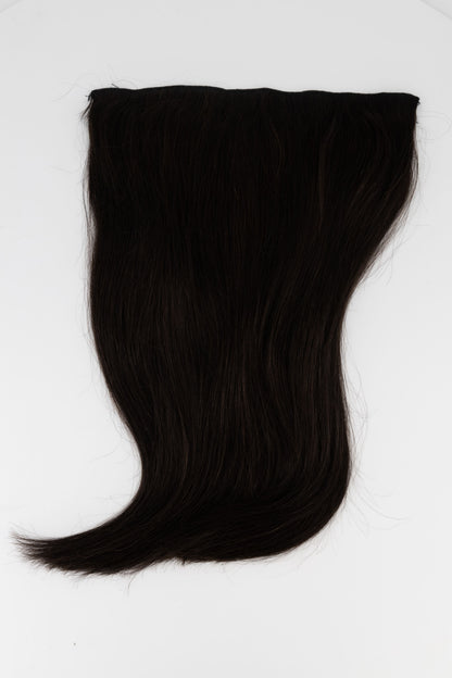Frontrow halo hair extensions in brown black