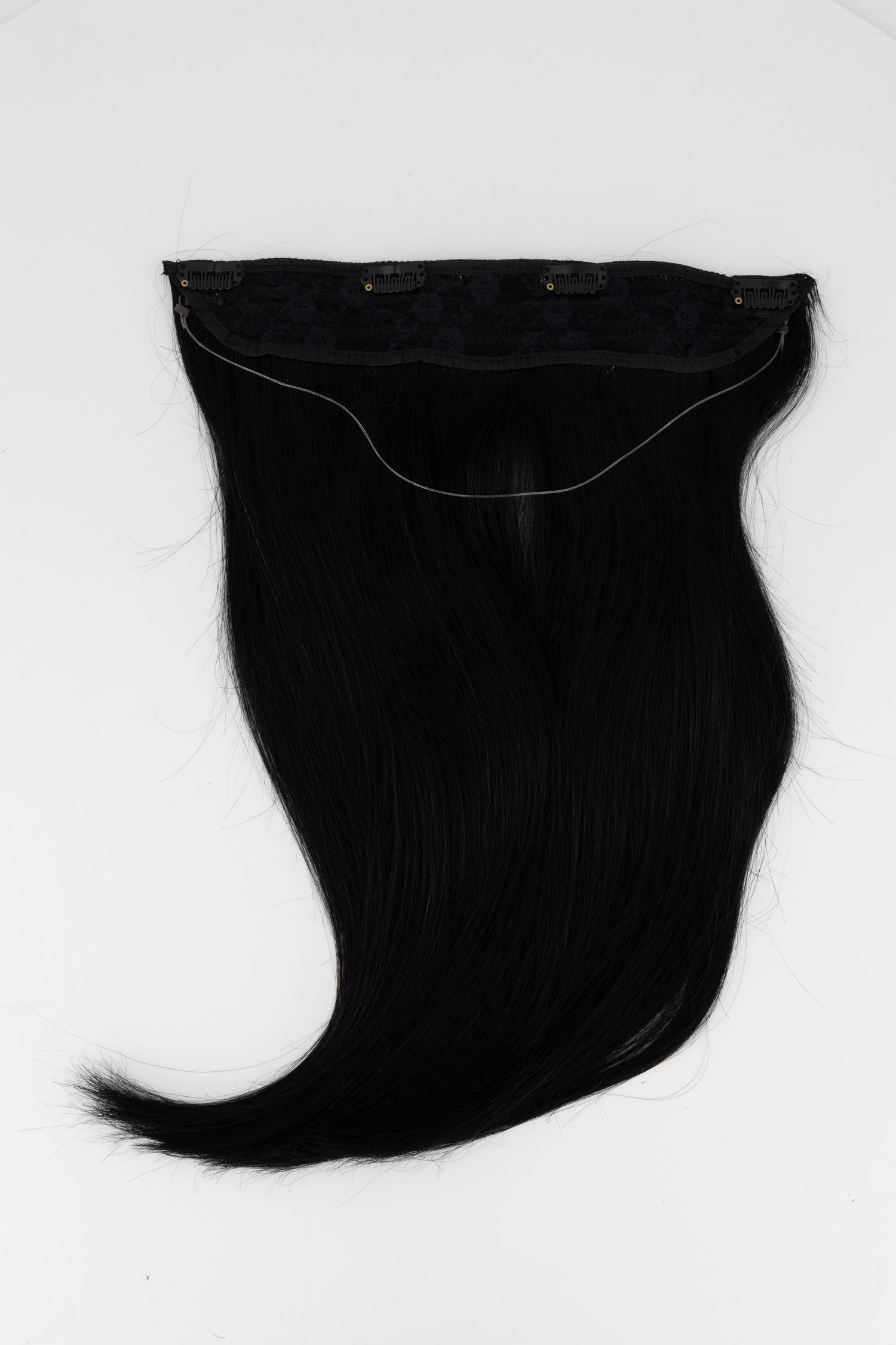 Frontrow halo hair extensions in jet black